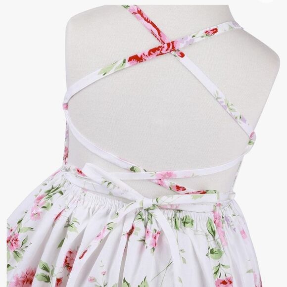 Somlatrecy Girls Floral Party Open Back Lace Up Dress: NWT SZ12(11-12years) Cute - Picture 6 of 10
